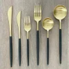 Altin 6 Piece Flatware Set - Black and Gold