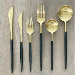 Altin 6 Piece Flatware Set - Black and Gold