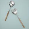 Bamboo and Hammered Silver Serving Set