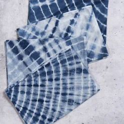 Blue Indigo Tie-Dye Cotton Dinner Napkins - Set of 4