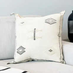 Cactus Silk Pillow - Beige and Black