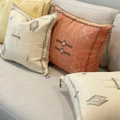 Cactus Silk Pillow - Warm Red and Brown