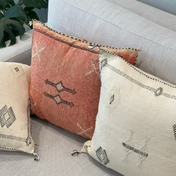 Cactus Silk Pillow - Warm Red and Brown