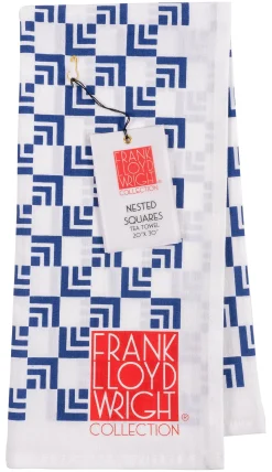 Frank Lloyd Wright Nested Squares Printed Towel - Blue