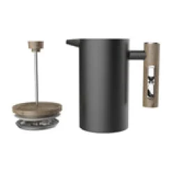 French Press with Timer - Stainless Steel - Black