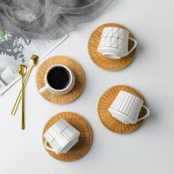 Gold Geo Coffee Cups - Set of 6