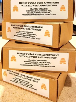Gourmet Honey Sugar Cubes with flowers and fruit