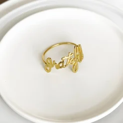 Grateful Napkin Ring - Gold