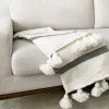 Gray Stripe Pom Pom Throw