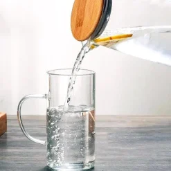 Hand Blown Glass & Bamboo Pitcher & Cups