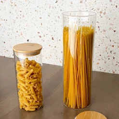 Large Bamboo and Glass Storage Canister