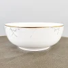 Marble & Gold Rim Serving Bowl – 8 Inch