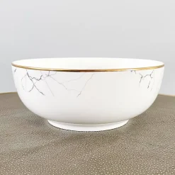Marble & Gold Rim Serving Bowl – 8 Inch