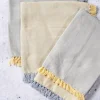 Reversible Fringe Cotton Dinner Napkins in Gold and Silver