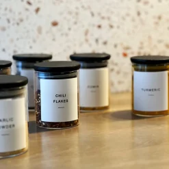 Spice Jars with Black Bamboo Lids