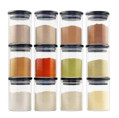 Spice Jars with Black Bamboo Lids