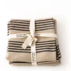 Thieffry Belgian Linen Dishtowels, Black Stripe & Natural, Set of 2