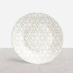 White and Gold Mosaic Appetizer Plates - Set of 4